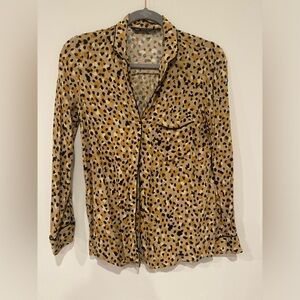 Zara leopard cheetah animal print long sleeve shirt top